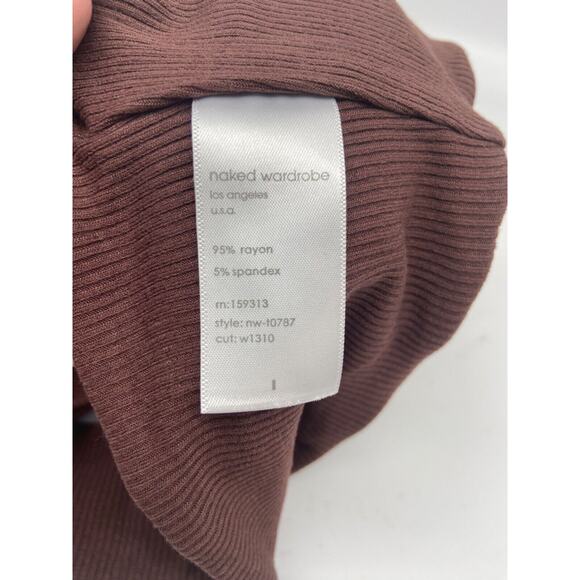 Naked Wardrobe Tube Top Women Sz Large Brown Ribbed Stretch Sleeveless - Picture 6 of 10